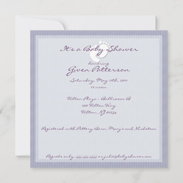 Purple Stripe Baby Shower Invitations (Front)