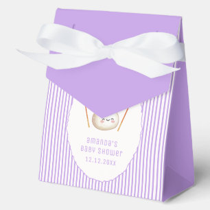 Purple Stripe Bow Asian Dumpling Baby Shower Favor Boxes