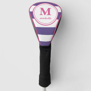 Purple stripe Golf personalized NAME monogram Golf Head Cover