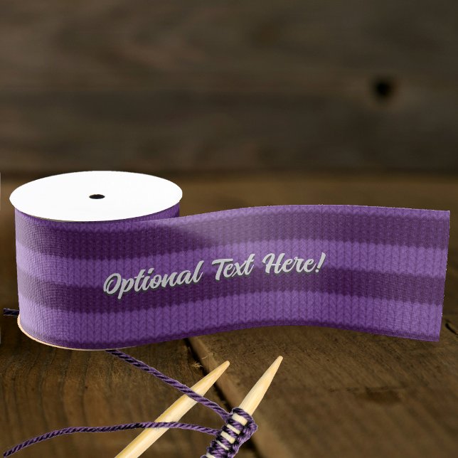 Purple Stripe Knit Look with your choice words Grosgrain Ribbon (Creator Uploaded)