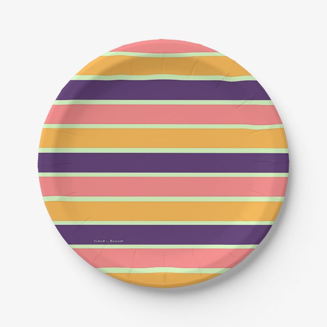 PURPLE STRIPE MIX PAPER PLATES (Front)