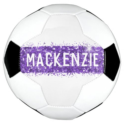 Purple Stripe Monogram Name Personalized Custom Soccer Ball