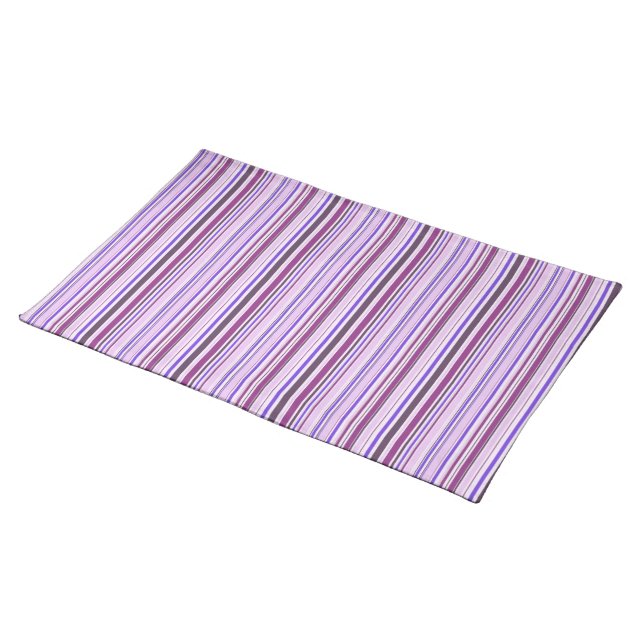 Purple Stripe Pattern Cloth Placemat (On Table)