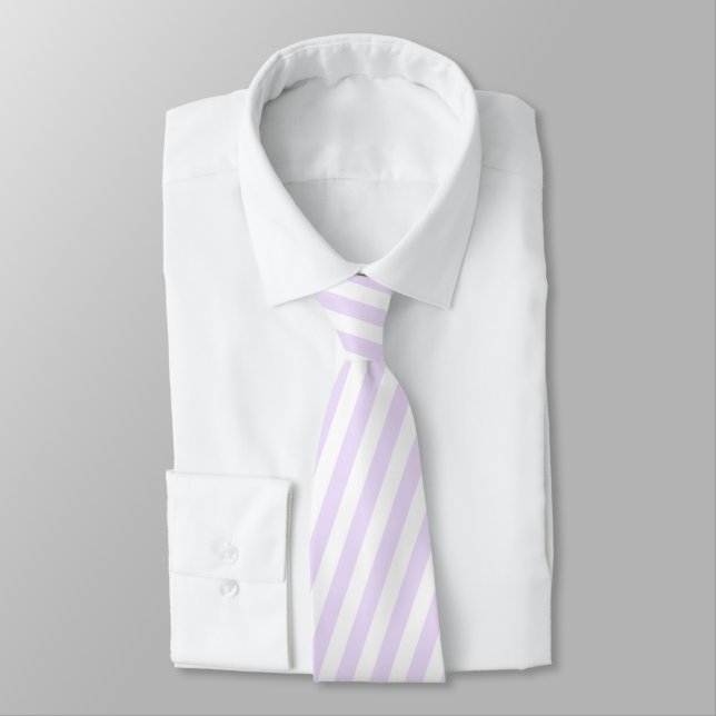 Purple Stripe Thick Coastal Beach Pattern Neck Tie (Tied)
