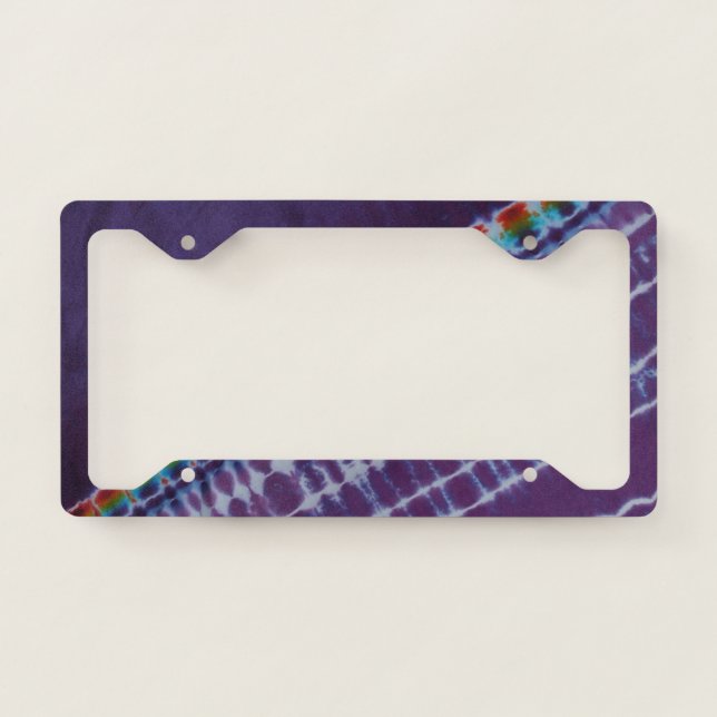 Purple Stripe Tie Dye License Plate Frame (Front)