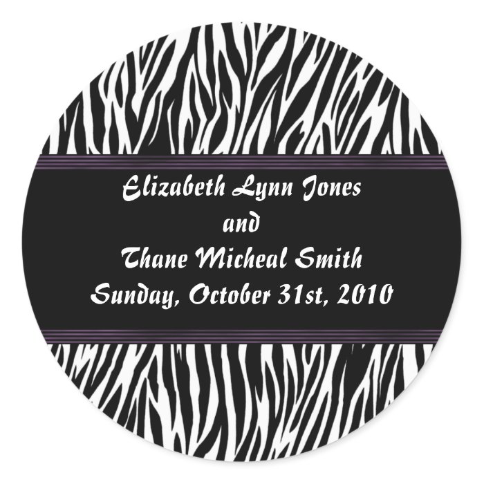 Purple Stripe Zebra Print Stickers