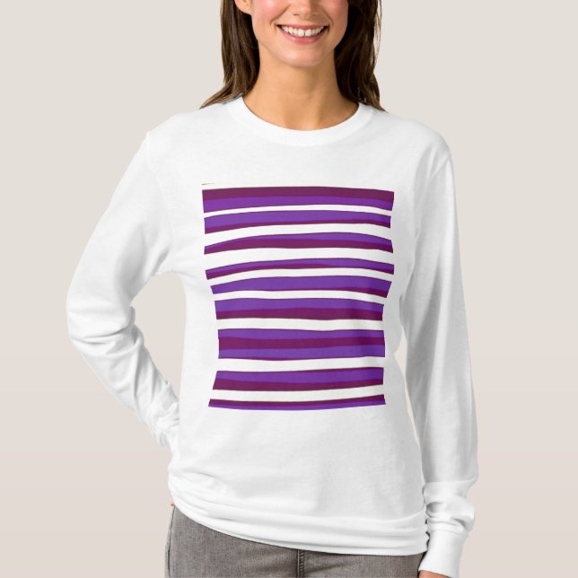 Purple Striped Abstract Art T-Shirt (Front)