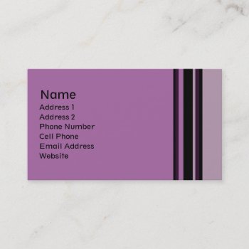 Purple Striped Business Card by DonnaGrayson at Zazzle