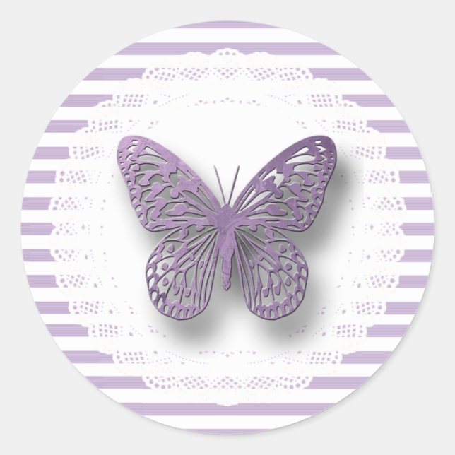 Purple Striped butterfly Stickers (Front)