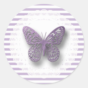 Purple Striped butterfly Stickers