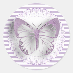 Purple Striped butterfly Stickers