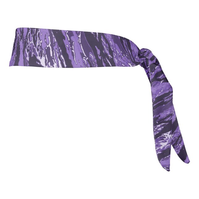Purple Striped Camo Head Wrap Tie Headband (Rotate 90)