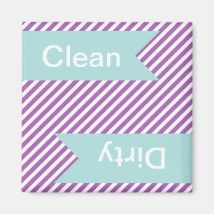 Purple Striped Clean - Dirty Dishwasher Magnets
