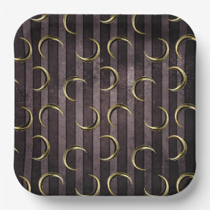 Purple striped gold moon pattern gothic vintage paper plates