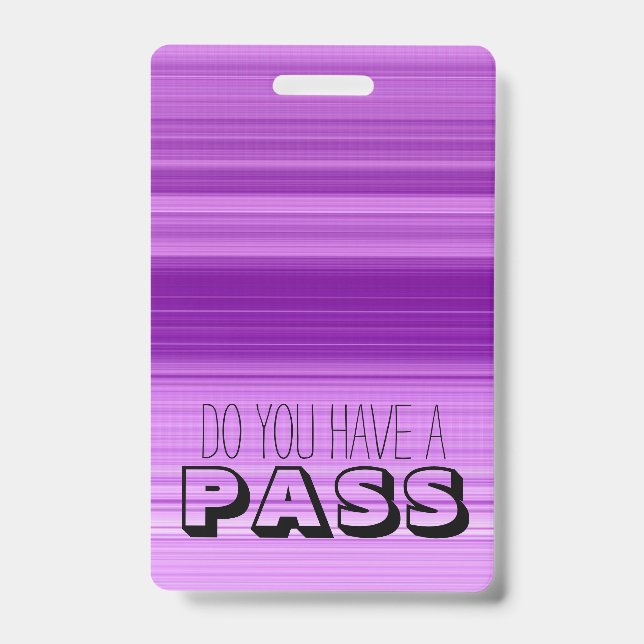 Purple Striped Graphic School Hall Pass Badge (Front)