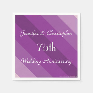 Purple Striped Napkins, 75th Wedding Anniversary Napkins