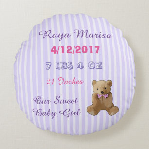 Purple Striped personalized Baby Girl Pillow
