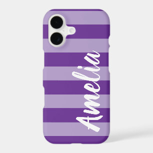 Purple Striped Personalized Script Design iPhone 17 Case