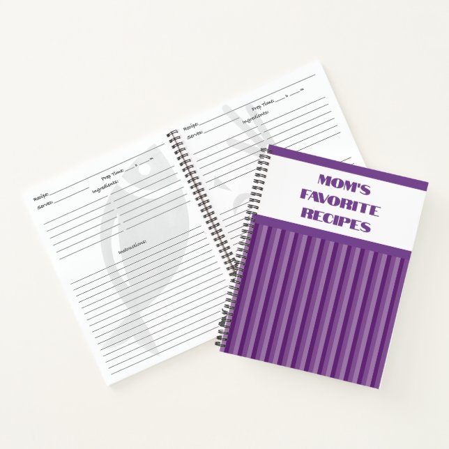 Purple Striped Spiral Recipe Notebook (Inside)