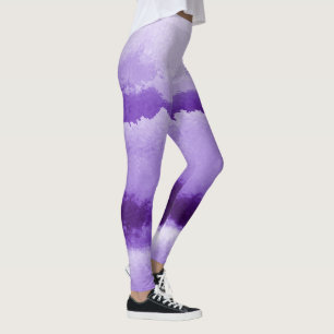 Purple Striped Watercolor Leggings