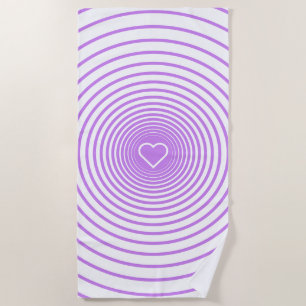 Purple Striped White Beach Towel
