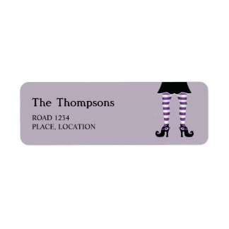 Purple Striped Witch Legs Custom Text Halloween Label