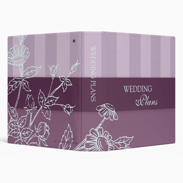 Purple Stripes and Floral Wedding Planning Binder (Background)