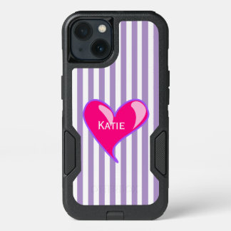 Purple Stripes and Pink Heart Samsung S8 Case