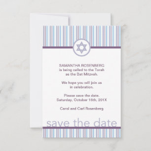 Purple Stripes Bat Mitzvah Save the Date