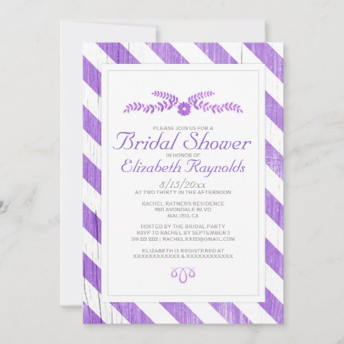 Purple Stripes Bridal Shower Invitations