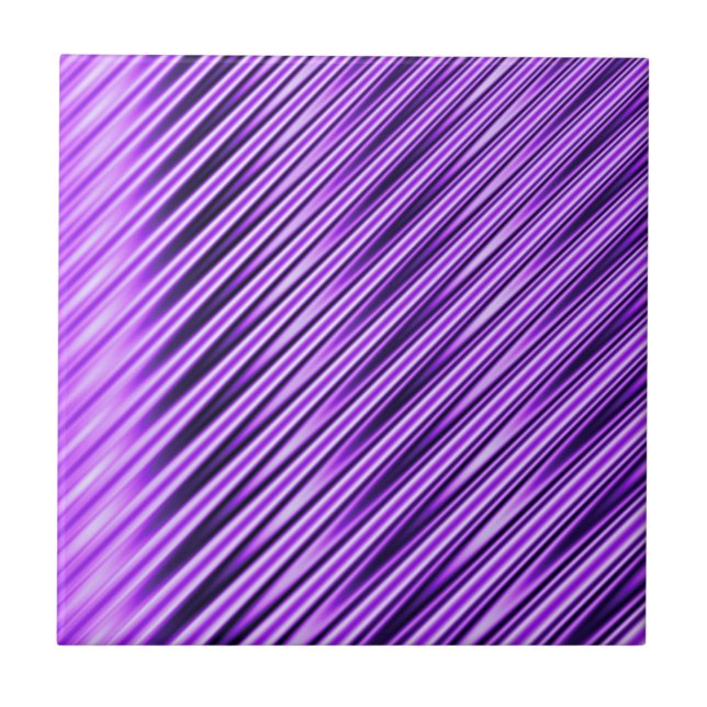 Purple Stripes Ceramic Tile (Front)