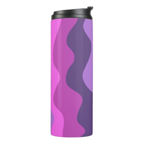 Purple Stripes Curved Waves Lines Pattern Colorful Thermal Tumbler