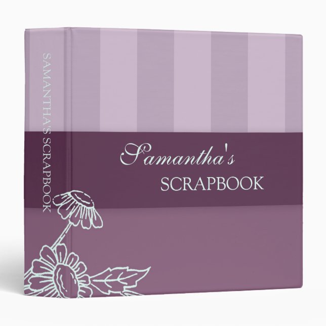 Purple Stripes Custom Name Scrapbook Binder (Front/Spine)