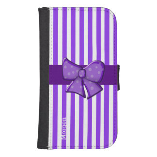 Purple Stripes Custom Samsung S4 Wallet Case