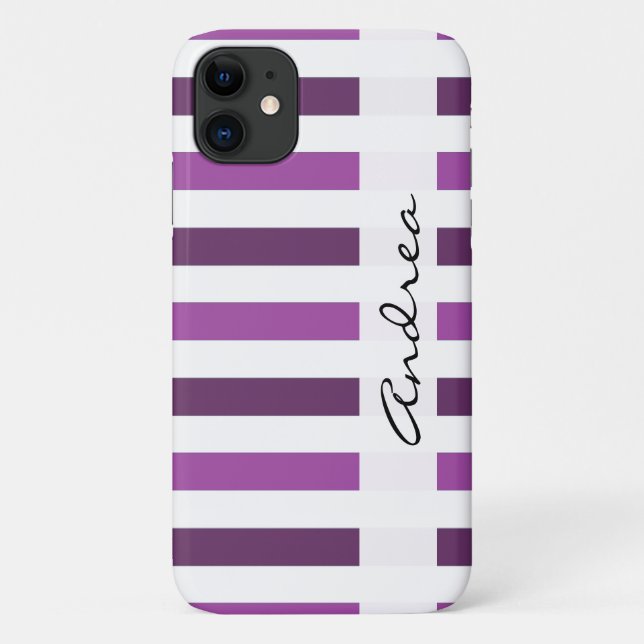 Purple Stripes, Lines, Striped Pattern, Your Name Case-Mate iPhone Case (Back)
