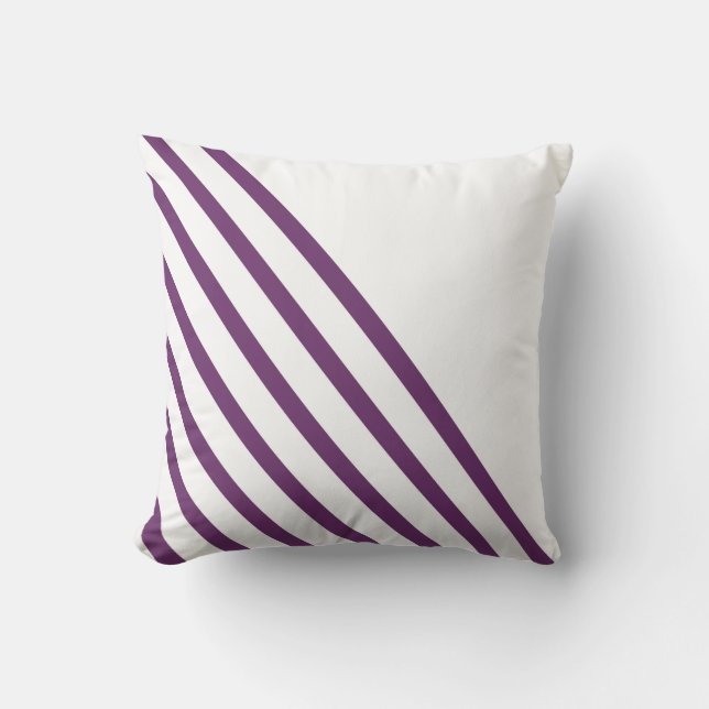 Purple Stripes Modern Geometric Throw Pillow (Front)