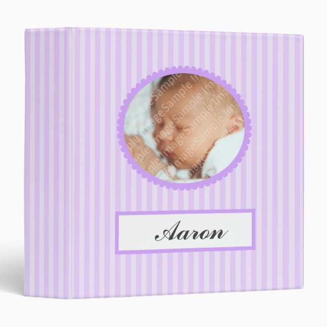 Purple Stripes New Baby Book Binder (Front/Spine)