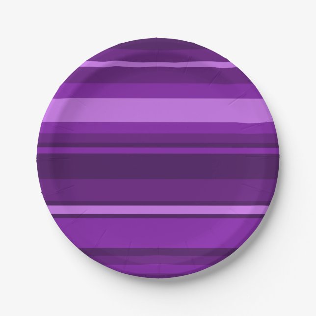 Purple stripes paper plates (Front)