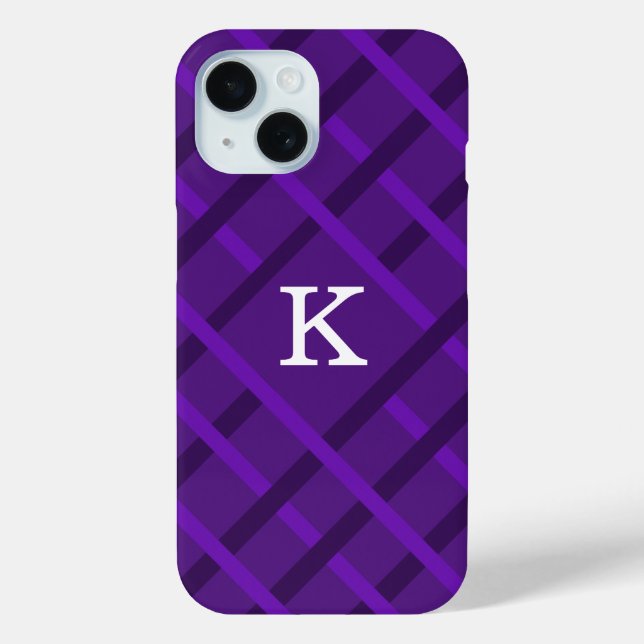 Purple Stripes Pattern Design Single Initial Case-Mate iPhone Case (Back)