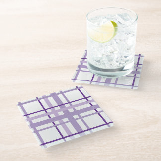 Purple Stripes Pattern  Glass Coaster