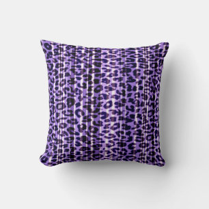 Purple stripes pattern leopard fur abstract throw pillow