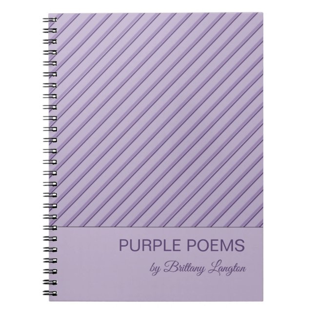 Purple Stripes Pattern Personalized Notebook (Front)