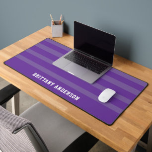 Purple Stripes Pattern White Personalized Desk Mat