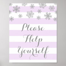 Purple Stripes Silver Snow Please Help Yourself Poster