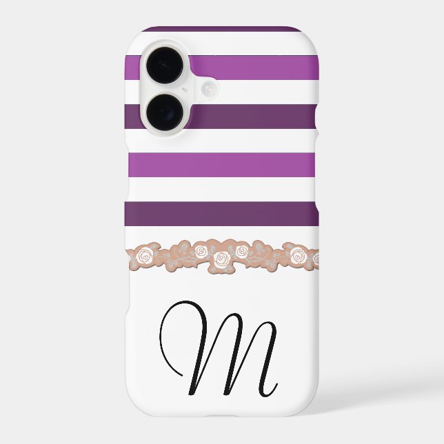 Purple Stripes, Striped Pattern, Lines, Monogram Case-Mate iPhone Case (Back)