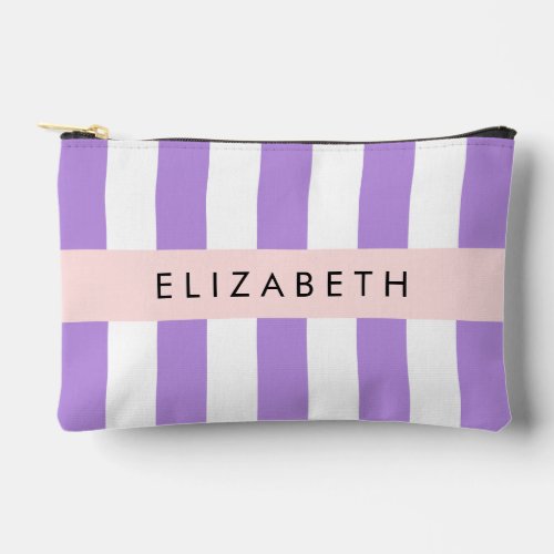 Purple Stripes Striped Pattern Lines Your Name Accessory Pouch