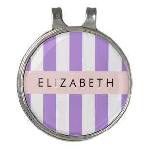 Purple Stripes, Striped Pattern, Lines, Your Name Golf Hat Clip