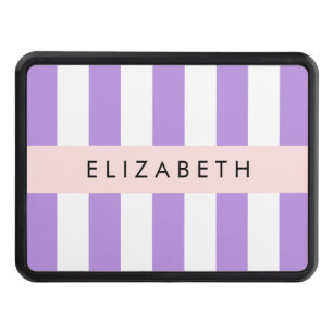 Purple Stripes, Striped Pattern, Lines, Your Name Hitch Cover