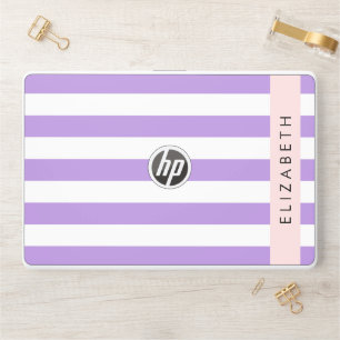 Purple Stripes, Striped Pattern, Lines, Your Name HP Laptop Skin