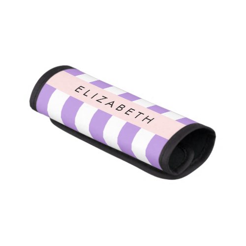 Purple Stripes Striped Pattern Lines Your Name Luggage Handle Wrap